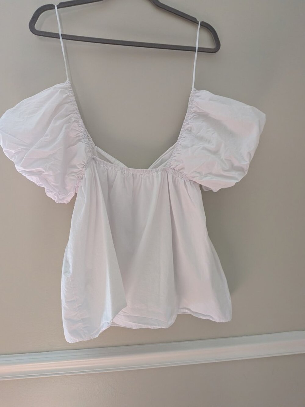 English Factory White Babydoll Puff Sleeve Top Size XS